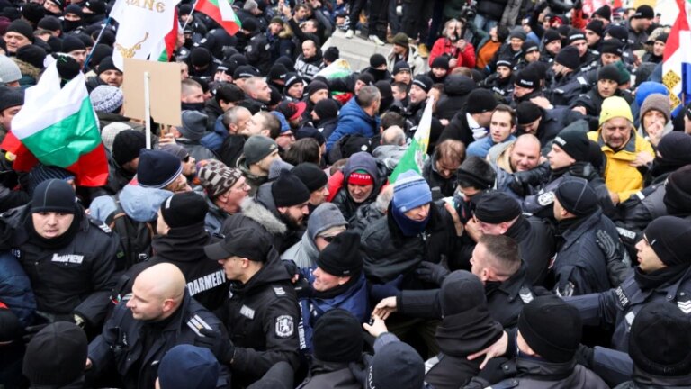 Bulgarian Protesters Clash With Police In Front Of Parliament Over COVID Restrictions